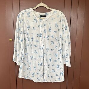 White and Blue Floral Shirt